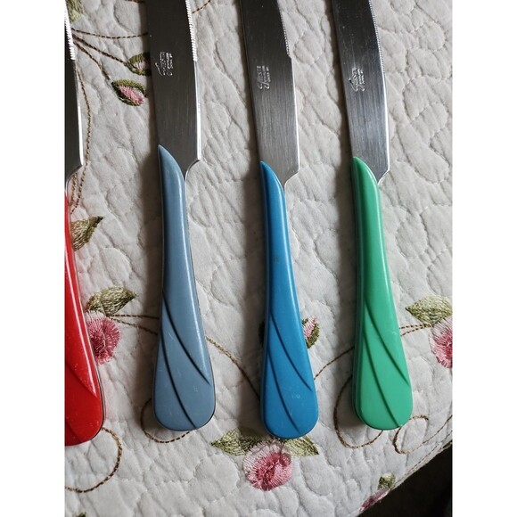 8 Vtg Homer Laughlin Fiesta Ware  Swirl Stainless Flatware Dinner Knife - Picture 5 of 6